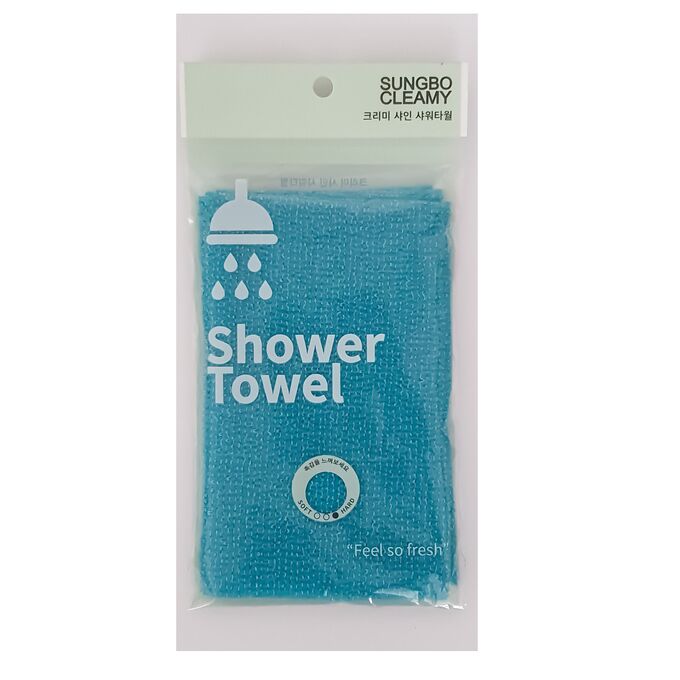 SUNG BO CLEAMY Мочалка для тела с плетением «Гофре» &quot;Shine Shower Towel&quot; (жёсткая) размер 20 см х 95 см 200