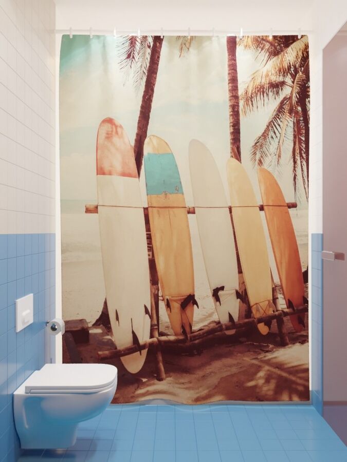 Фотоштора для ванной Доски для серфинга 2