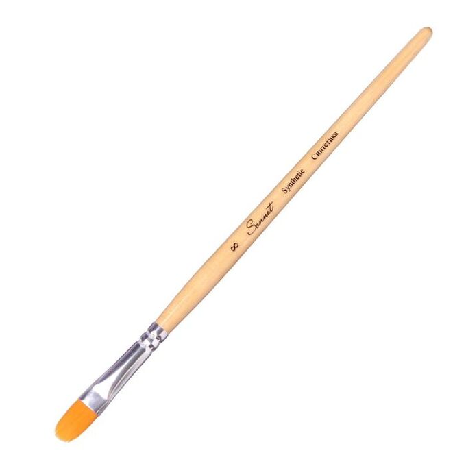 СИМА-ЛЕНД Кисть Синтетика Овальная ЗХК Сонет № 8, двухцветная (короткая ручка с лаковым покрытием)