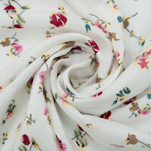 Ткань штапель 150 см D033 Цветы на белом