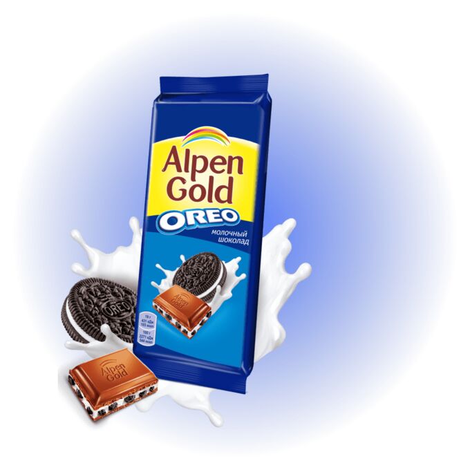 Шоколад Alpen Gold Орео молоч ван.нач и кус.печ 95г