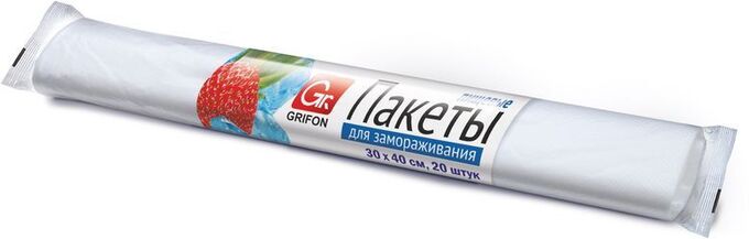 Пакет для замораживания 30х40, 18мкр, 6л GRIFON, 1*20шт/рул. (100рул/кор) Арт. 101-053