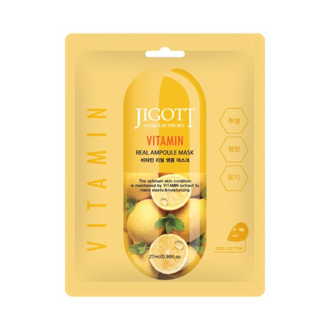 JIGOTT НАБОР Тканевая маска для лица ВИТАМИН VITAMIN Real Ampoule Mask, 10 шт*27 мл