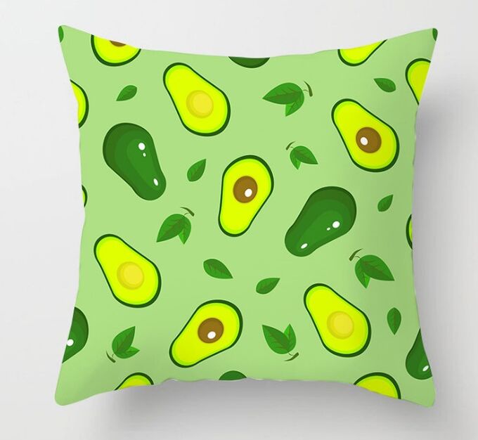 Наволочка на подушку, принт &quot;Авокадо&quot;, цвет зеленый