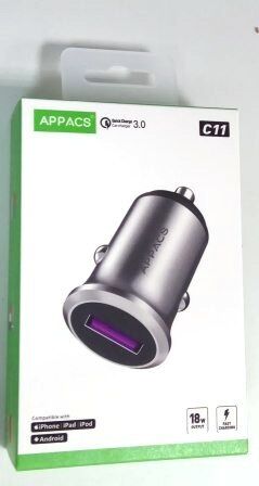 Автомобильное зарядное устройство APPACS C11  QC3.0/
