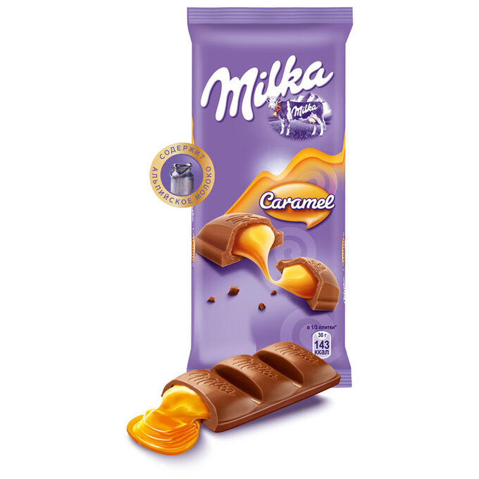 Milka Шоколад Милка молочный с карам начинкой 90г