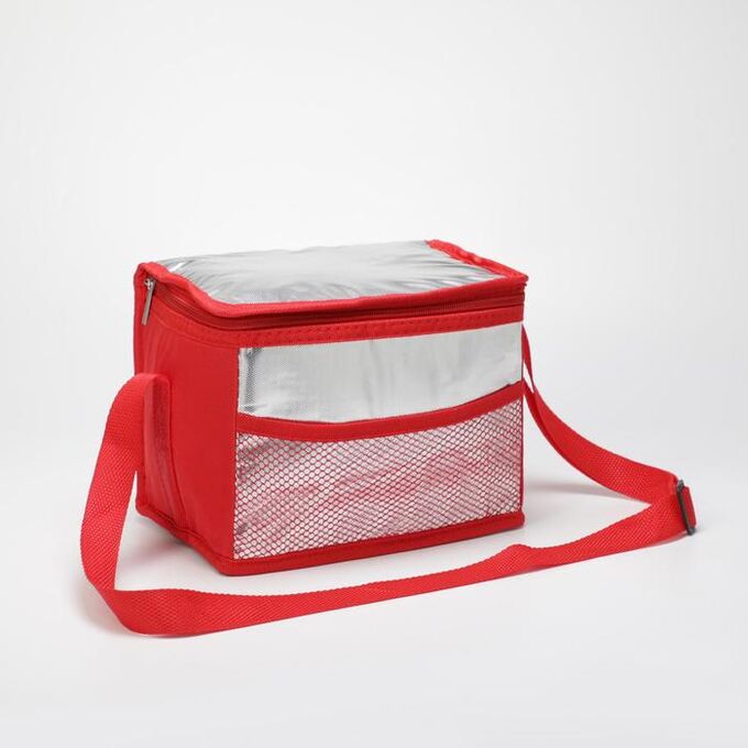 Сумка-термо, отдел на молнии, наружный карман, регулируемый ремень, цвет красный