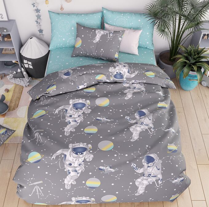 Швейный цех "Маруся" Комплект постельного белья Бязь Астронавты 1,5 спальный