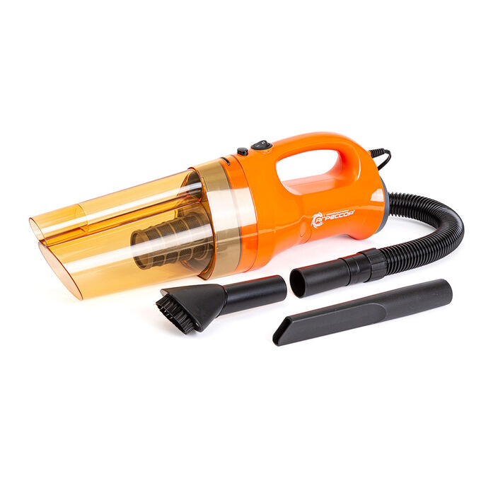 Пылесос автомобильный &quot;Агрессор&quot;, 12V, cyclonic action, мощность 100W, пылесборник 600 мл, 4 м шнур, 3 насадки (щетка с поворотом на 360, щелевая, гибкий шланг), моющийся фильтр