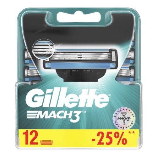 GILLETTE MACH3 Cменные кассеты для бритья 12шт