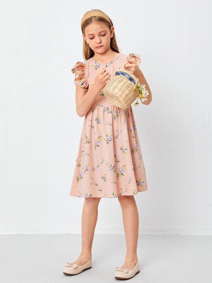 Платье с цветочным принтом для девочек