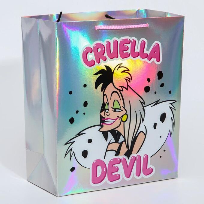 Пакет голография горизонтальный &quot;Cruella Devil&quot;, Disney, 25 х 21 х 10 см