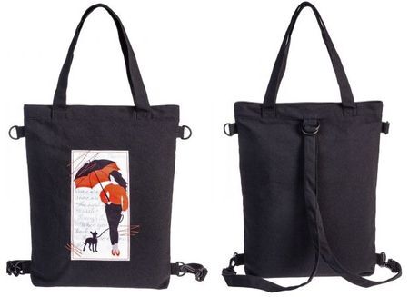 Hatber Сумка шоппер-рюкзак на молнии 42х35 см &quot;Девушка с зонтиком&quot; хлопок (068994) 71018 Хатбер {Китай}
