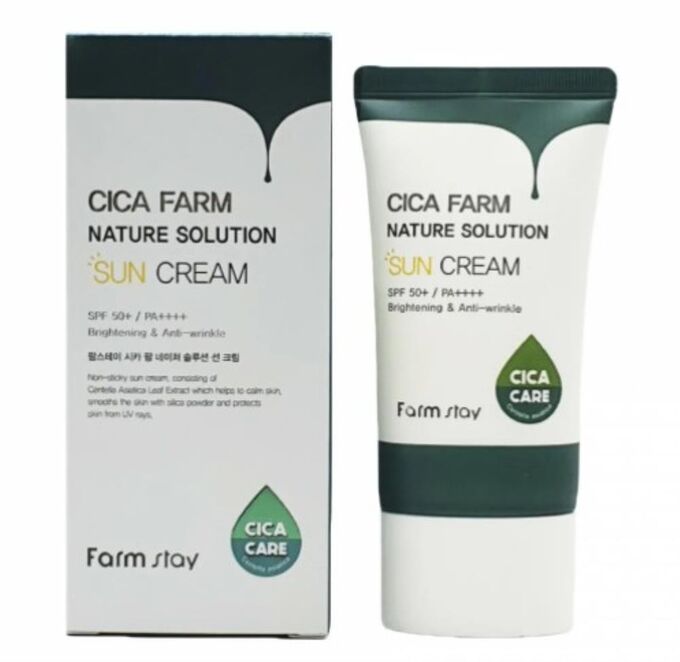 Farm Stay Успокаиваюий солнцезащитный крем с центеллой Cica Farm Nature Solution Sun Cream SPF50+ PA++++, 50гр