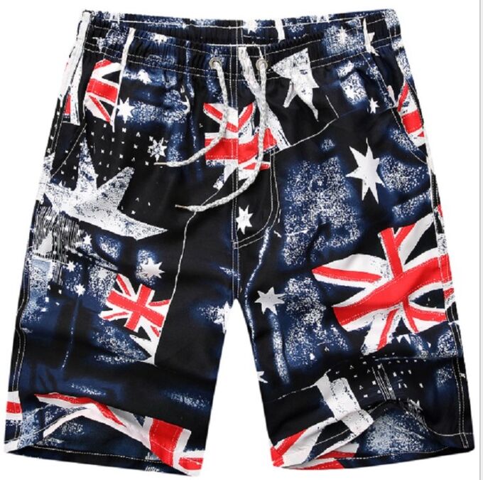 Мужские пляжные шорты, на шнуровке, принт "Флаг Великобритании", цвет черный