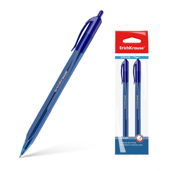 Ручка шарик &quot;ErichKrause U-28 Ultra Glide Tehnology&quot; 0.7мм синяя в упак. 2шт. арт. ЕК-45469