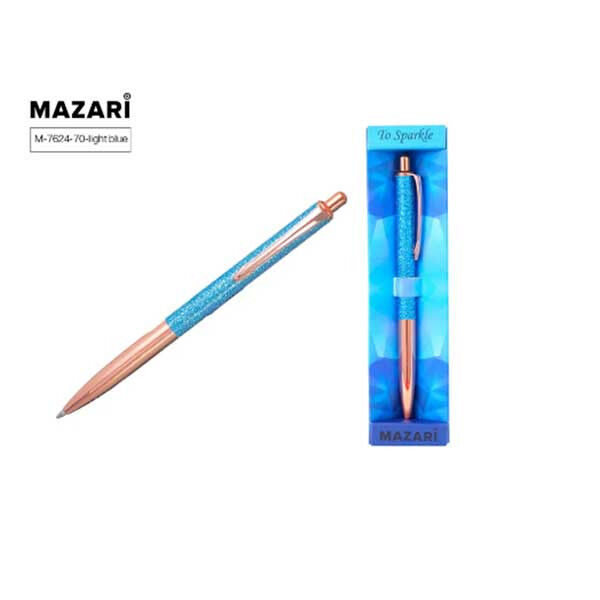 Ручка подар шарик &quot;Mazari To Sparkle-4&quot; автомат 1.0мм синяя, корпус металл.голубой 12/144 арт. M-7626-70-light blue