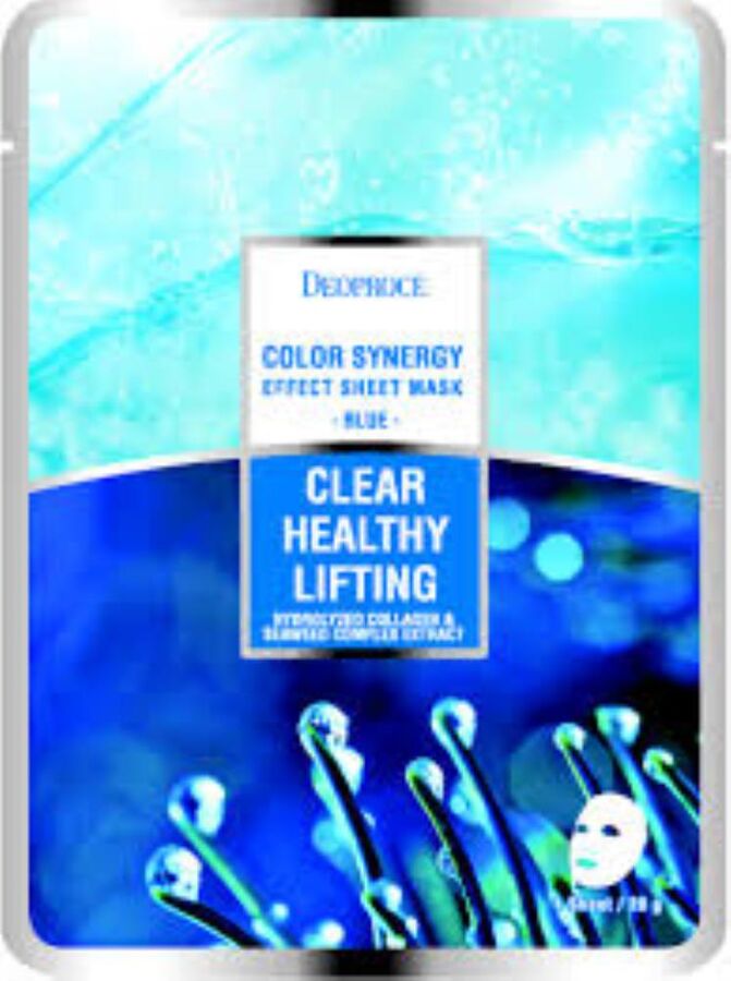 Deoproce Color Synergy Effect Sheet Mask Blue Маска тканевая морской коллаген и экстракт водорослей, 20гр