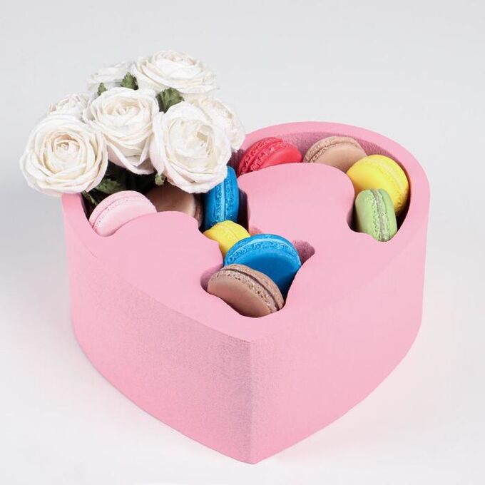 Пенобокс 24?24?10 см кашпо для цветов и подарков &quot;Сердце, влюбленные&quot;, розовый