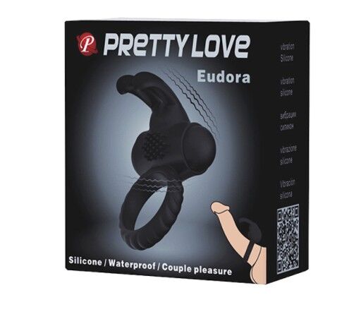 PRETTY LOVE Насадка с вибрацией EUDORA (кольцо эрекционное) цвет чёрный