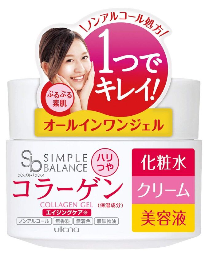 🇯🇵Япония Комплексный гель &quot;Simple Balance&quot; для утреннего ухода за кожей лица &quot;3 в 1&quot; (лосьон + крем + сыворотка) с коллагеном (подтягивающий) 100 г, Япония