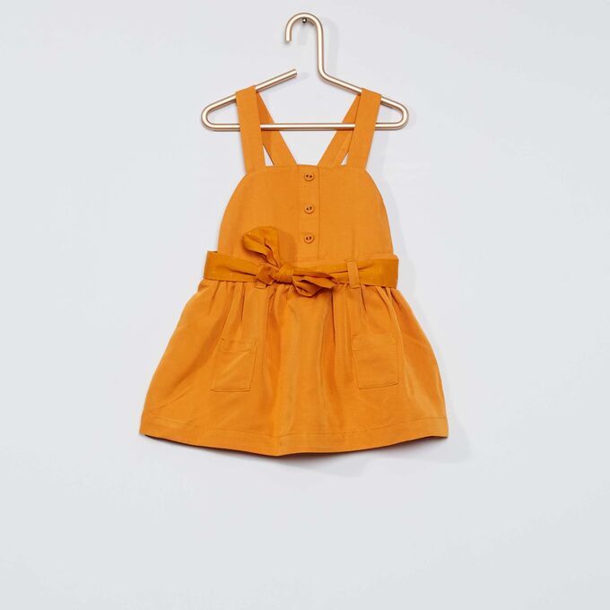 Легкое платье с поясом - оранжевый