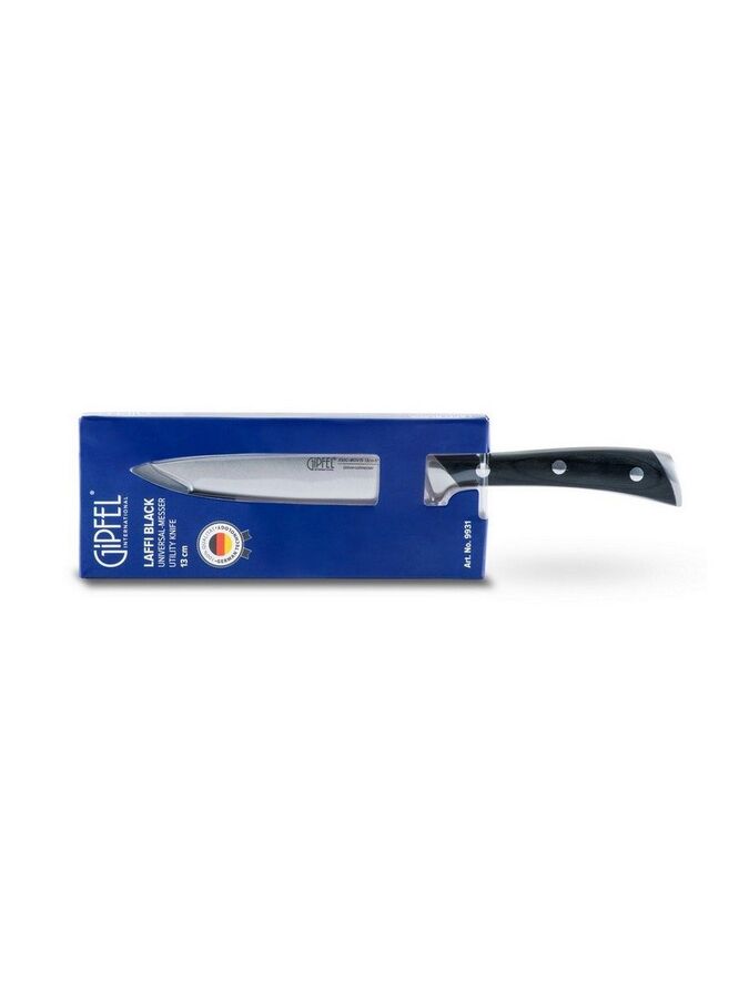 9931 GIPFEL Нож универсальный LAFFI BLACK 13см. Материал лезвия: сталь X50CrMoV15, полирование зеркальное. Материал ручки: сталь, древеснослоистый пластик. Толщина: 2,0мм
