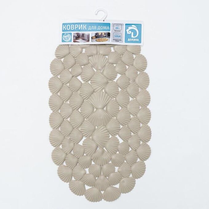SPA-коврик для ванны на присосках Доляна «Ракушки», 38x68 см, цвет серый