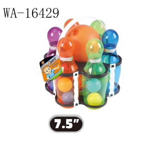 Игровой набор Junfa Боулинг с шаром и 6 прозрачными кеглями в держателе52