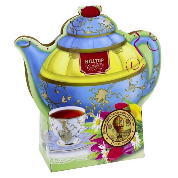 Чай HILLTOP картонный футляр в форме чайника &#039;Подарок Цейлона&#039; 80 г