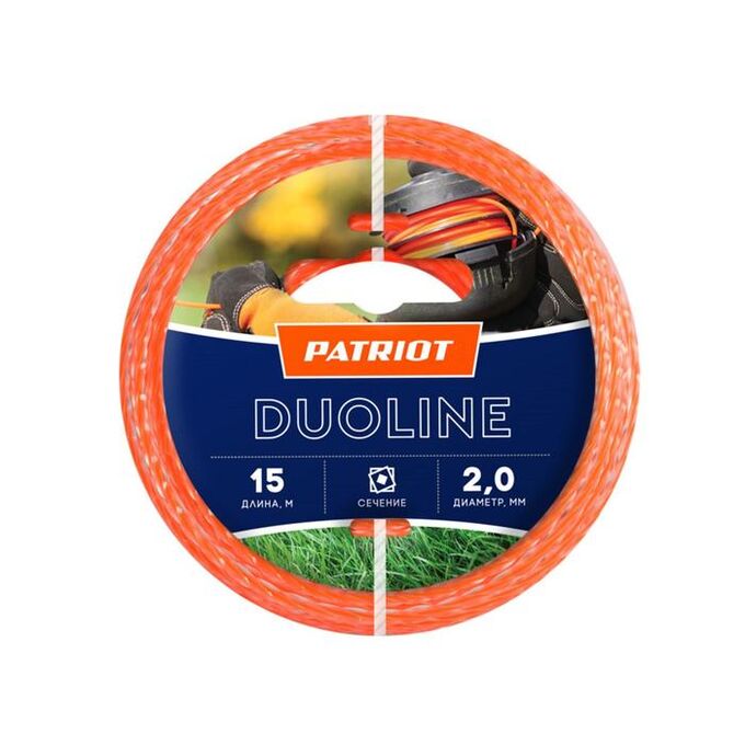 Леска PATRIOT Duoline, d=2.0 мм, 15 м, скрученный квадрат, двухцветная