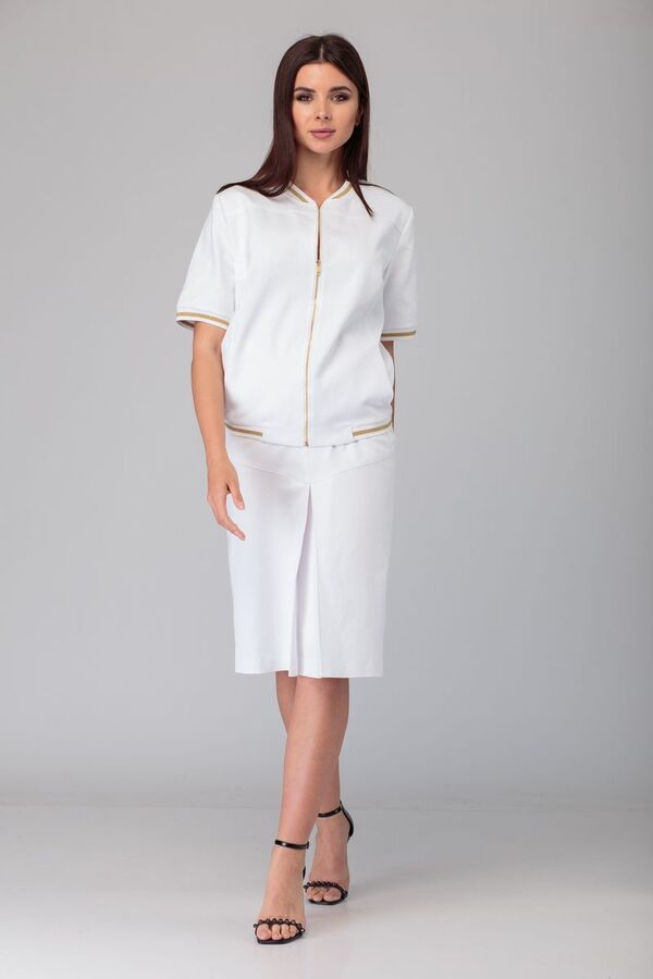 Блуза, юбка Anelli 631/1 белый-золото