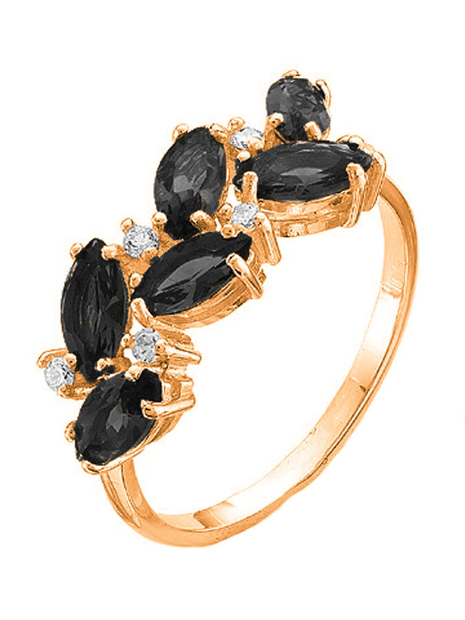 Artefakt Позолоченное кольцо с черными фианитами  - 072 - п