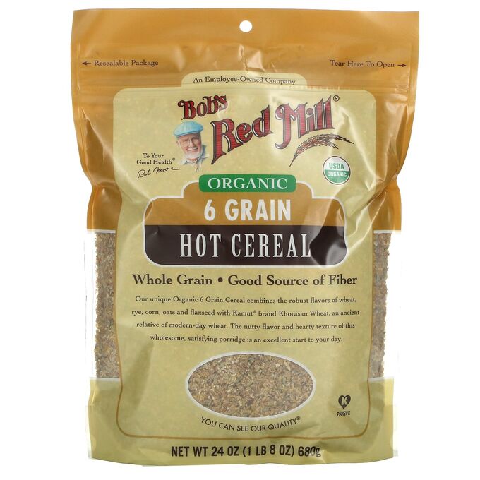 Bob&#039;s Red Mill, Organic 6 Grain Hot Cereal with Flaxseed, 24 oz (680 g)