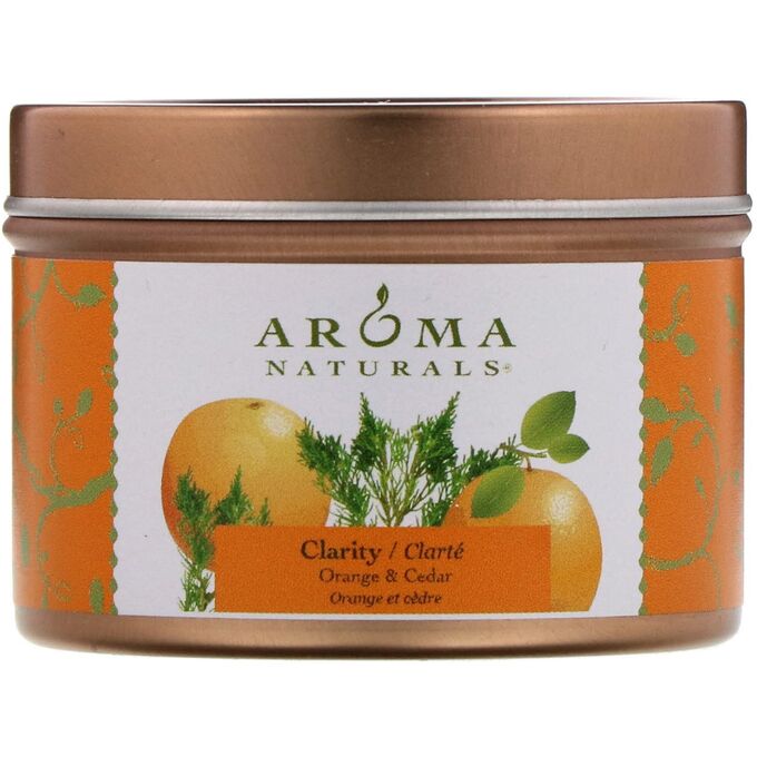 Aroma Naturals, Soy VegePure, Clarity, свеча для путешествий, апельсин и кедр, 79,38 г (2,8 унции)