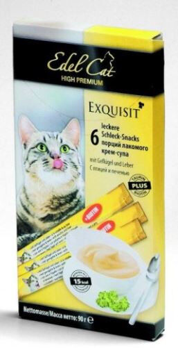 Edel Cat лакомство для кошек крем-суп Птица/Печень 6*15гр