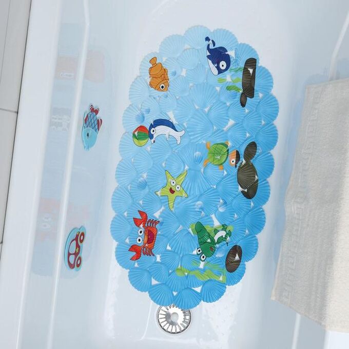 SPA-коврик для ванны на присосках Доляна «Морские игры», 37х65 см