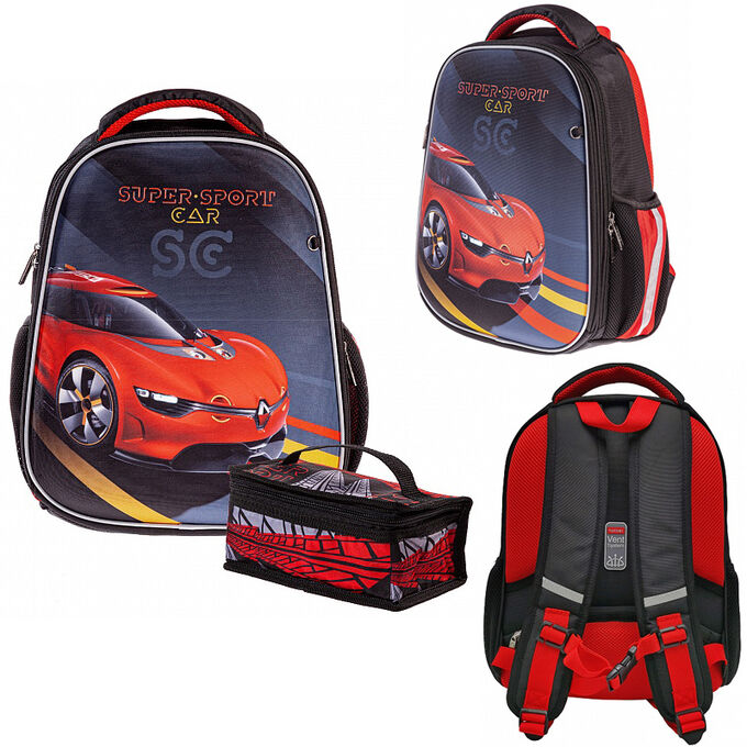 Рюкзак ERGONOMIC Light-Super Sports Car 38х29х15см с термосумкой 60007 Hatber