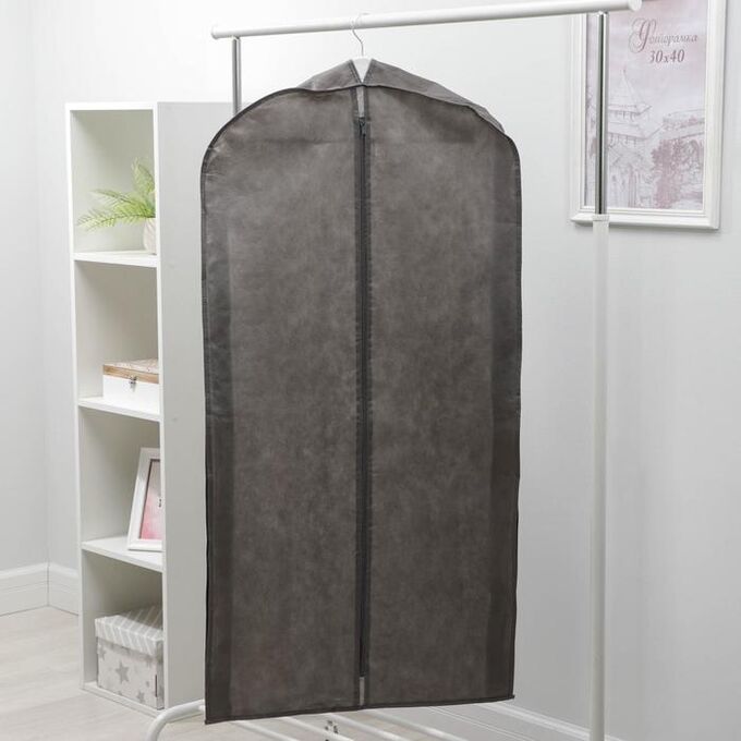 Чехол для одежды зимний, 120x60x10 см, спанбонд, цвет серый