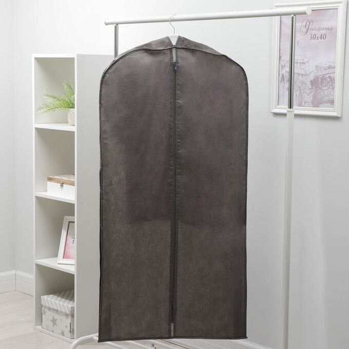 Чехол для одежды зимний, 120x60x10 см, спанбонд, цвет серый