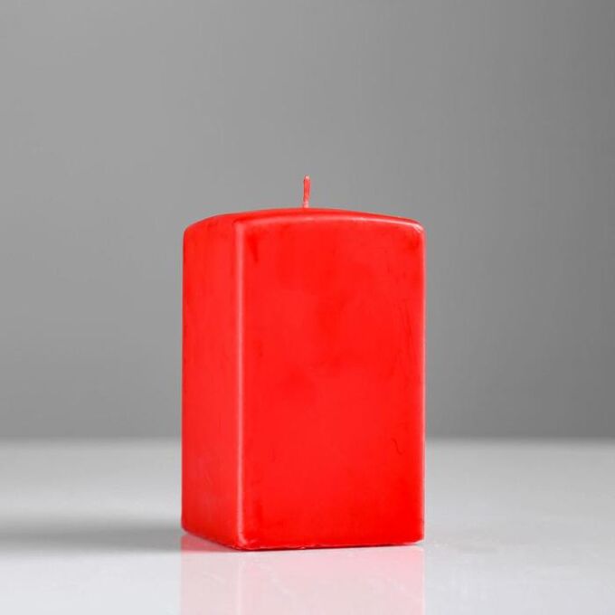 Свеча квадратная призма, 6х10 см, красная лакированная