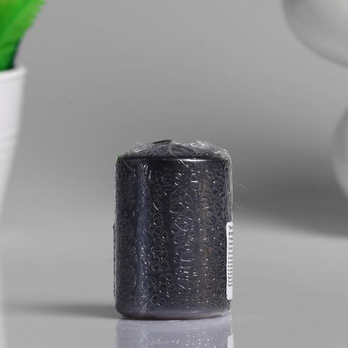 Свеча - цилиндр парафиновая, черный металлик, 4?6 см
