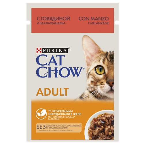 Cat Chow CatChow пауч 85гр д/кош Говядина/Баклажаны/Желе (1/26)
