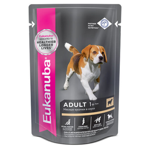 Eukanuba пауч 100гр д/соб Adult Ягнёнок/Соус (1/24) | Влажные корма для ...