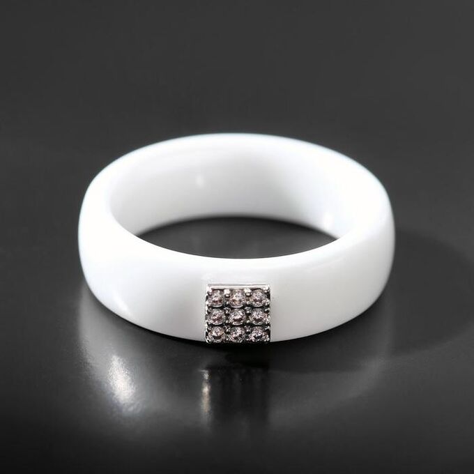 Vel Vett Кольцо керамика &quot;Куб&quot;, цвет белый в серебре, 17 размер