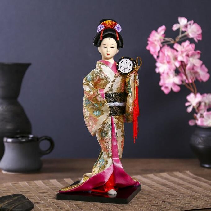 СИМА-ЛЕНД Кукла коллекционная &quot;Гейша в шелковом кимоно с барабаном&quot; 22,5 см
