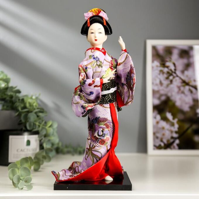 Дарим красиво Кукла коллекционная &quot;Японка в цветочном кимоно с бабочкой на руке&quot; 30х12,5х12,5 см