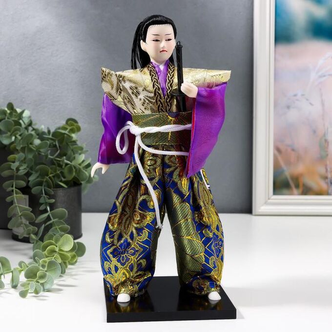 Кукла коллекционная &quot;Самурай в золотом кимоно с мечом&quot; 30х12,5х12,5 см