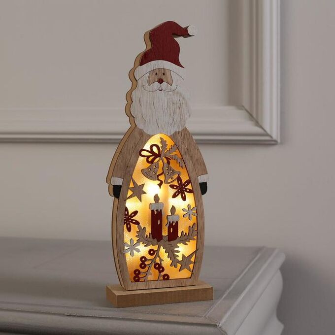 Luazon Lighting Светодиодная фигура «Дед Мороз» 11 ? 28 ? 5 см, дерево, батарейки ААх2 (не в комплекте), свечение тёплое белое