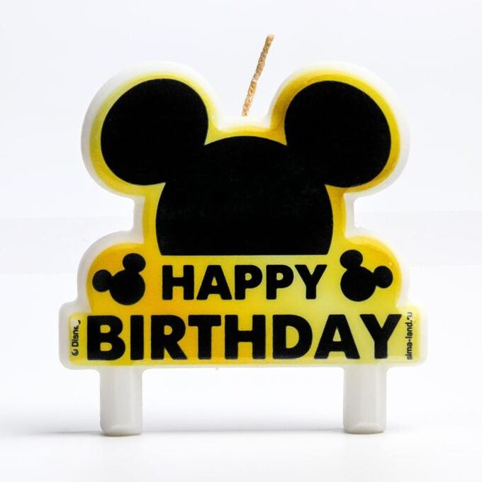 Disney Свеча в торт &quot;С Днем Рождения&quot;, золотой, Микки Маус